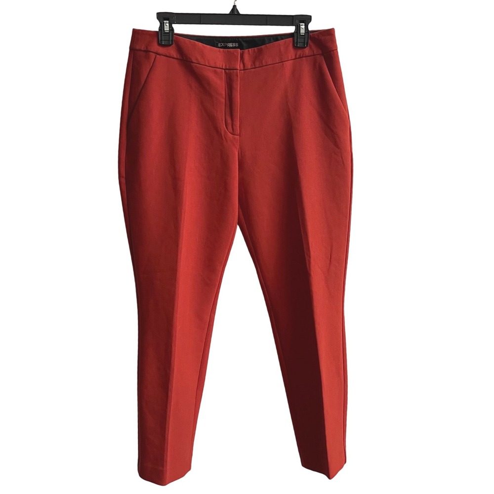 Express Columnist Dress Pants Women 10R Orange Professional Slim Tapered Stretch